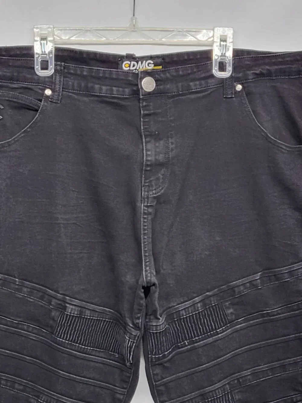 CDMG Moto Jeans Mens 44 X 34 (Tag 42X34) Stretch Slim Biker Streetwear Black